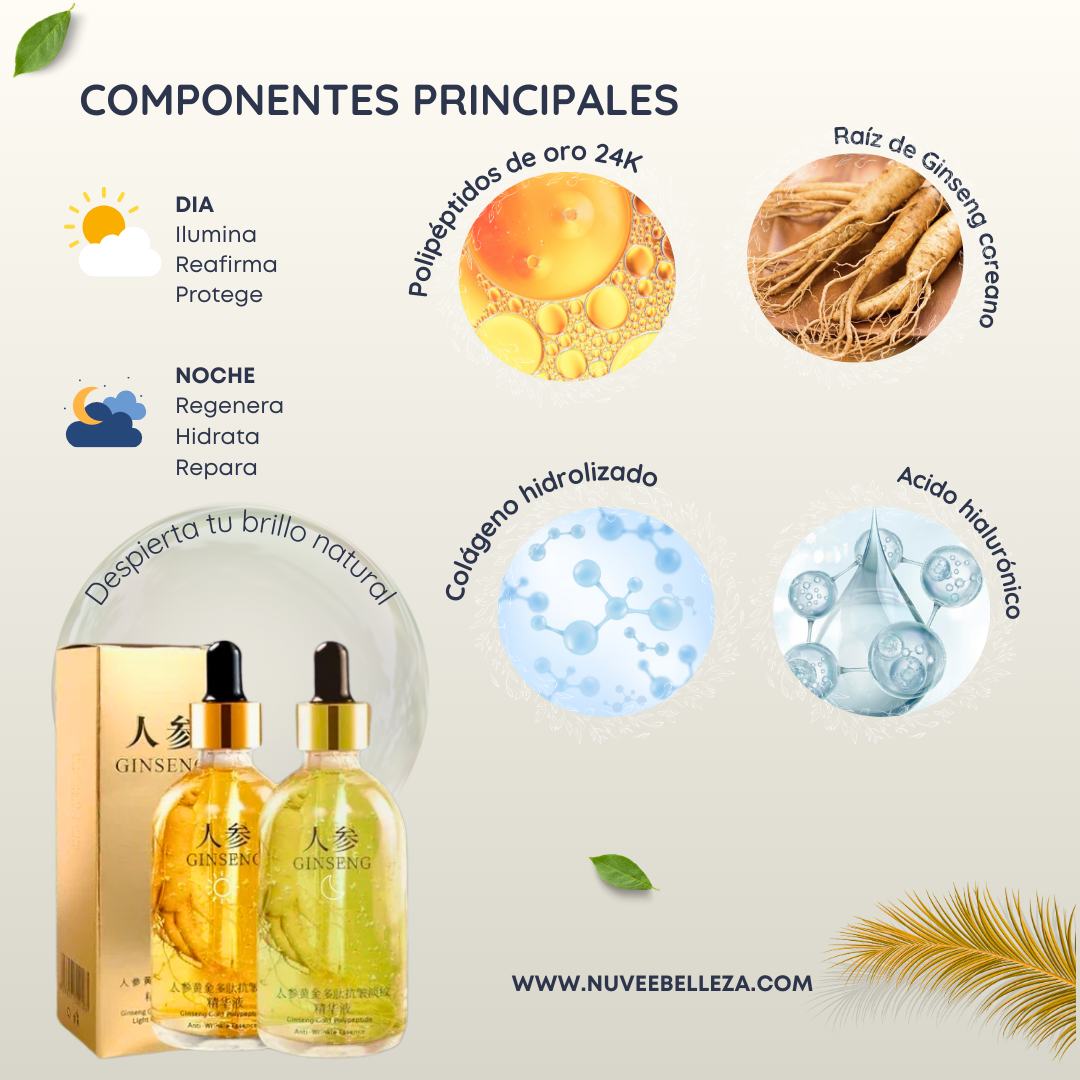 Sérum Duo Ginseng 24K Dia & Noche | Rejuvenecedor Intensivo 30ml